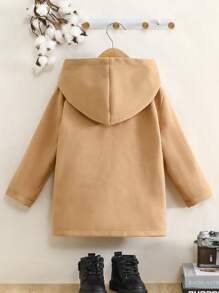SHEIN Young Boy Loose-Fit Hooded Thermal Lined Double-Breasted Jacket