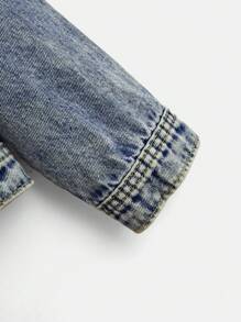 Áo khoác denim trẻ em đa năng thường ngày - Rửa trung bình - Xem 4