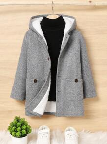 SHEIN Young Boys Casual Dragon & Phoenix Pattern Thermal Lined Hooded Cardigan Coat,In Fall/Winter - Grey - View 5