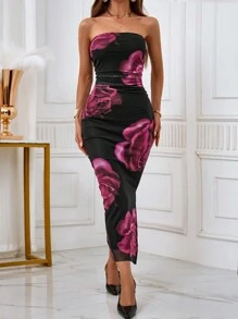 Allurite Vestido sin mangas con estampado floral para mujer, verano