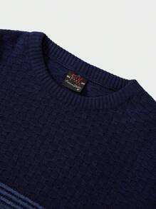RueChic Men Colourblock Jumper - Navy Blue - View 3