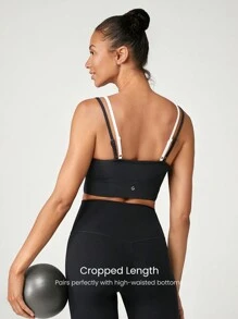 GLOWMODE FeatherFit™ Two-Tone Scoop Neck Longline Sports Bra Low Impact Yoga Daily