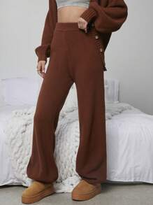 WESTFADE Boho Casual Sweater Lounge Pants - Rust Brown - View 1