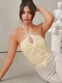 L'Amorae Blusa transparente con volantes