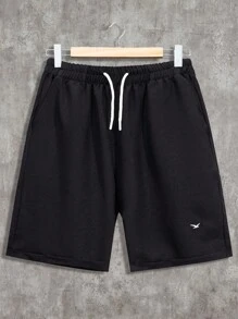 RueChic Chemise régulière à manches courtes à broderie pour hommes et short, ensemble deux-pièces