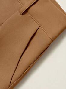 SHEIN Clasi Women's Casual Solid Color Wide Leg Pants Fall Cloth For Women - Khaki - View 5