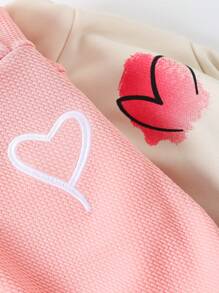 2 Cái/bộ Cô Gái Trẻ Thể Thao Thông Thường Có Mũ Trùm Đầu Dài Tay Trang Bị Vải Jacquard Áo Nỉ In Thêu Bộ Phù Hợp, Thu Đông - Nhiều màu - Xem 3