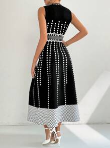 Modelyn 女式无袖几何图案长款毛衣裙，夏季 - 彩色 - 查看 2