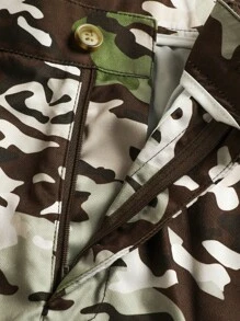 ROMWE MEN Street Life Men Camouflage Woven Long Camo Pants, Street Style - Army Green - View 3