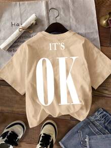 SHEIN EZwear Bộ 3 áo thun nữ cổ tròn dài tay in chữ "OK" và hình ngôi sao, giản dị, tối giản, phù hợp cho mùa hè - Nhiều màu - Xem 4
