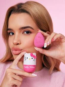 HELLO KITTY AND FRIENDS | SHEIN 2 piezas/paquete esponjas para maquillaje con diseño de dibujos animados y letras (incluye embalaje), - Rosa - Ver 2