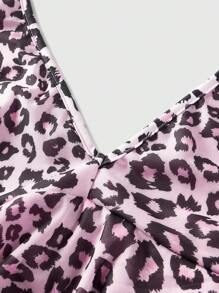 ROMWE J-Fashion Plus Size Halter Backless Leopard Print Layered Mini Dress