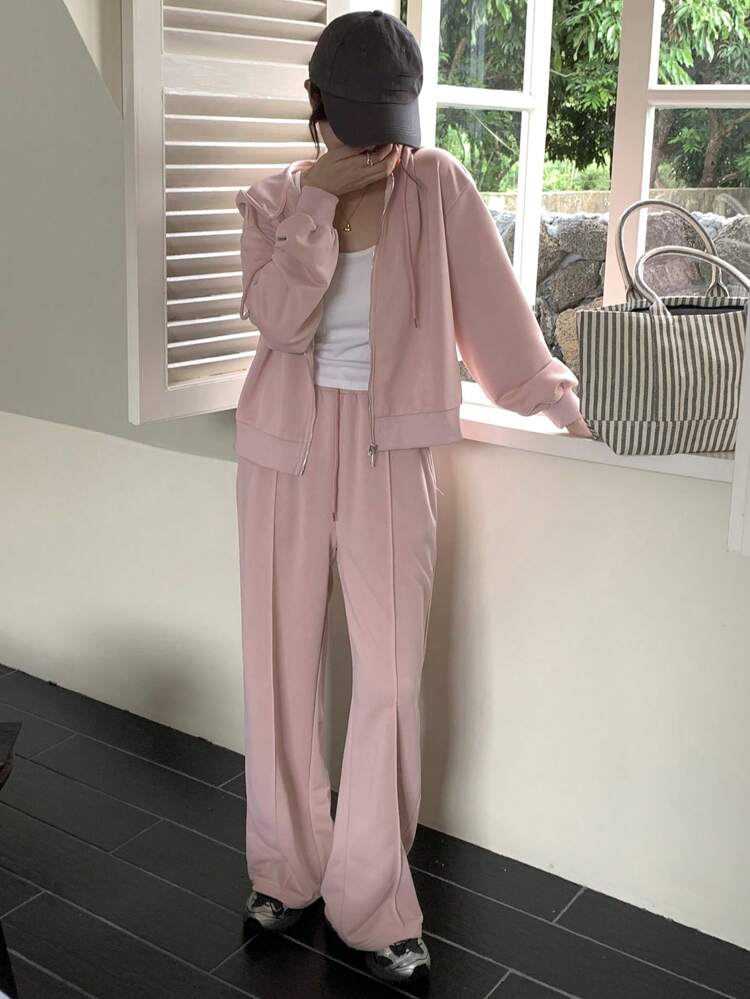 2pcs/Set Women's Solid Color Hoodie And Pants Suit, Fall Clothes,Back To School Clothes Tracksuits Women Set Lounge Sets For Women