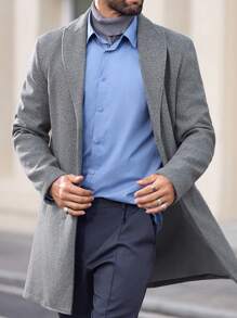 Manfinity VCAY Men's Slim-Fit Casual Long Sleeve Jacket, Suitable For Fall & Winter - Light Grey - View 2