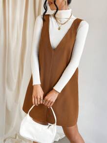 SHEIN Essnce Vestido de tirantes holgado de unicolor informal de verano para mujer
