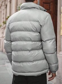 RueChic Men's All-Match And Minimalist Style Jacket With Adjustable Cuffs And Stand Collar - Grey - View 2