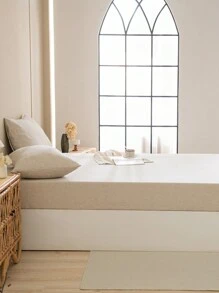 3pcs Solid Color Linen Bedsheet Set - Beige - View 6