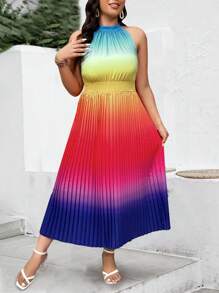 SHEIN Clasi Vestido sin mangas colorido y sencillo para uso diario de mujer talla grande