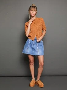 WESTFADE Minifalda de mezclilla de algodón 91% sin estiramiento premium - Azul - Ver 3