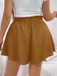 SHEIN LUNE Plus Size Summer Casual Solid Color Loose Shorts - Rust Brown - View 2