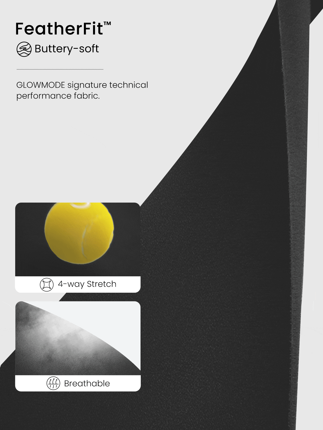 GLOWMODE FeatherFit™ 双色圆领长款运动内衣 低冲击瑜伽日常 - 黑色 - 查看 5