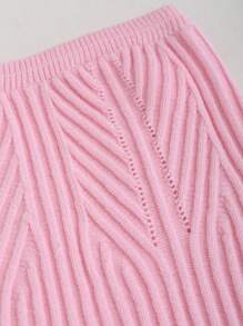 Sweetra Women's Solid Color Camisole Slit Minimalist Knit Top, Casual Holiday - Pink - View 3