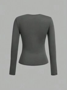 LEFD Designs Artist 3 件女式黑色、白色和灰色休闲修身长袖圆领 T 恤图案 T 恤，适合秋冬季、假日、度假、春季、节日 - 彩色 - 查看 6