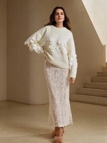 Anewsta Handmade Beaded & Sequined Delicate Pullover Sweater