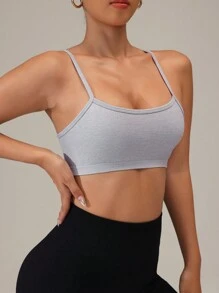 SHEIN Sports 女士纯色无缝高弹力运动背心 - 彩色 - 查看 5