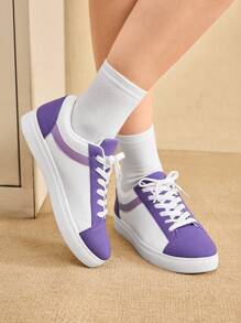 CUCCOO EASI Lace-Up Fashionable Women's Casual Shoes, White Canvas Sports Shoes Trainers