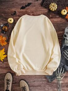 SHEIN Unity Women's Casual Portrait Printed Sweatshirt Pullover Fall Sweatshirt - Apricot - View 2