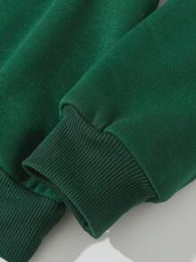 SHEIN 5 piezas/set Sudadera de felpa con estampado de reno, luces, copos de nieve y letras casual para niños pequeños, adecuada para fiesta familiar navideña, otoño/invierno - Verde Oscuro - Ver 5