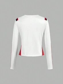 VARSITIE 女士色塊圓領長袖休閒運動T恤