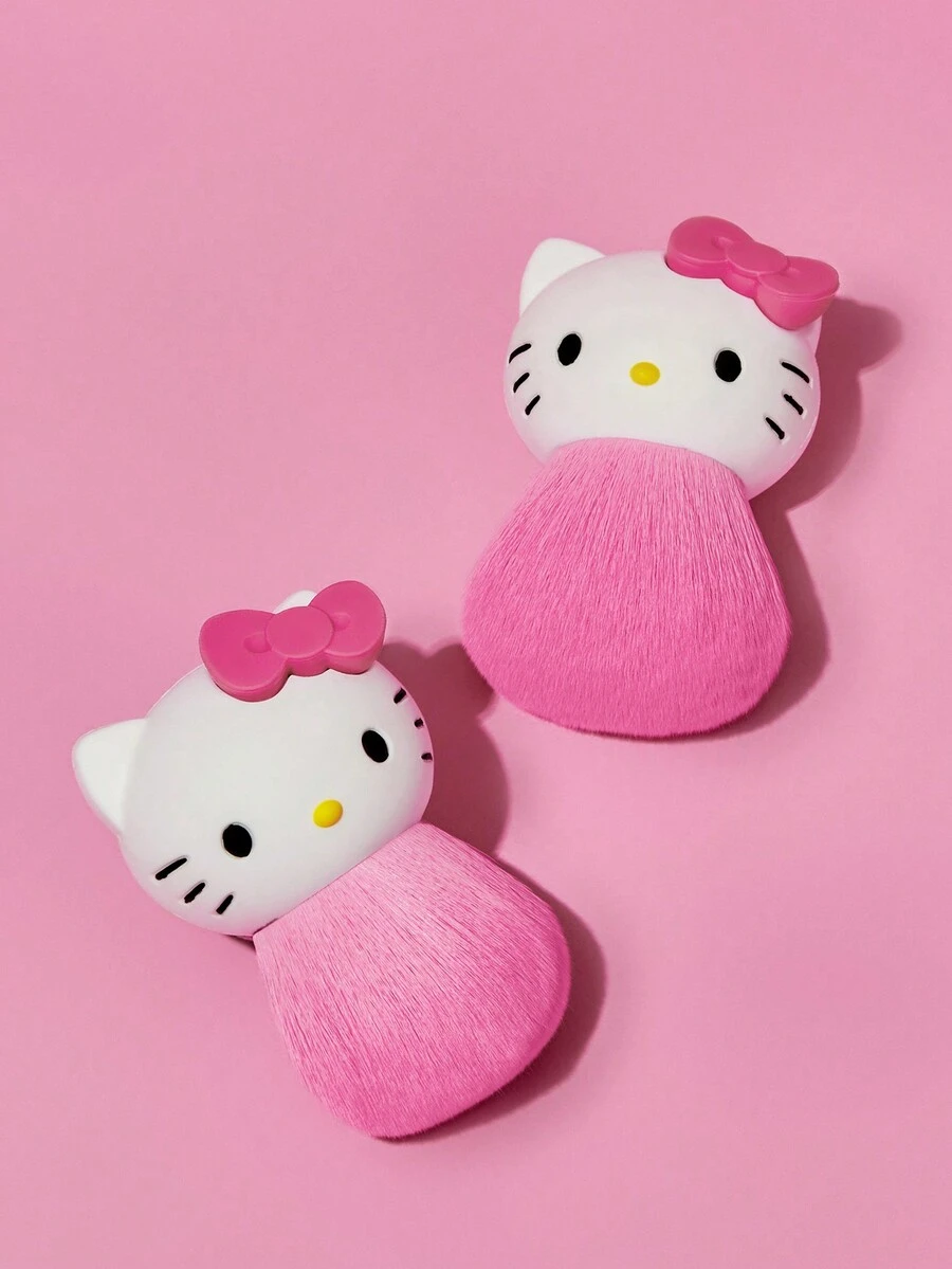 HELLO KITTY AND FRIENDS | SHEIN 3D 猫咪图案粉色化妆刷 - 粉色 - 查看 1