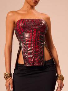 MUSERA Áo corset có khóa kéo, thích hợp mặc đi chơi, đi nghỉ mát, mùa xuân hè, thanh lịch, gợi cảm, đi du lịch. - Nhiều màu - Xem 5