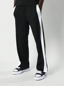 SUMWON Boxy Fit Shirt With Contrast Collar & Pocket Piping And Straight Fit Trouser With Side Panels & Pintucks 2 Piece Set