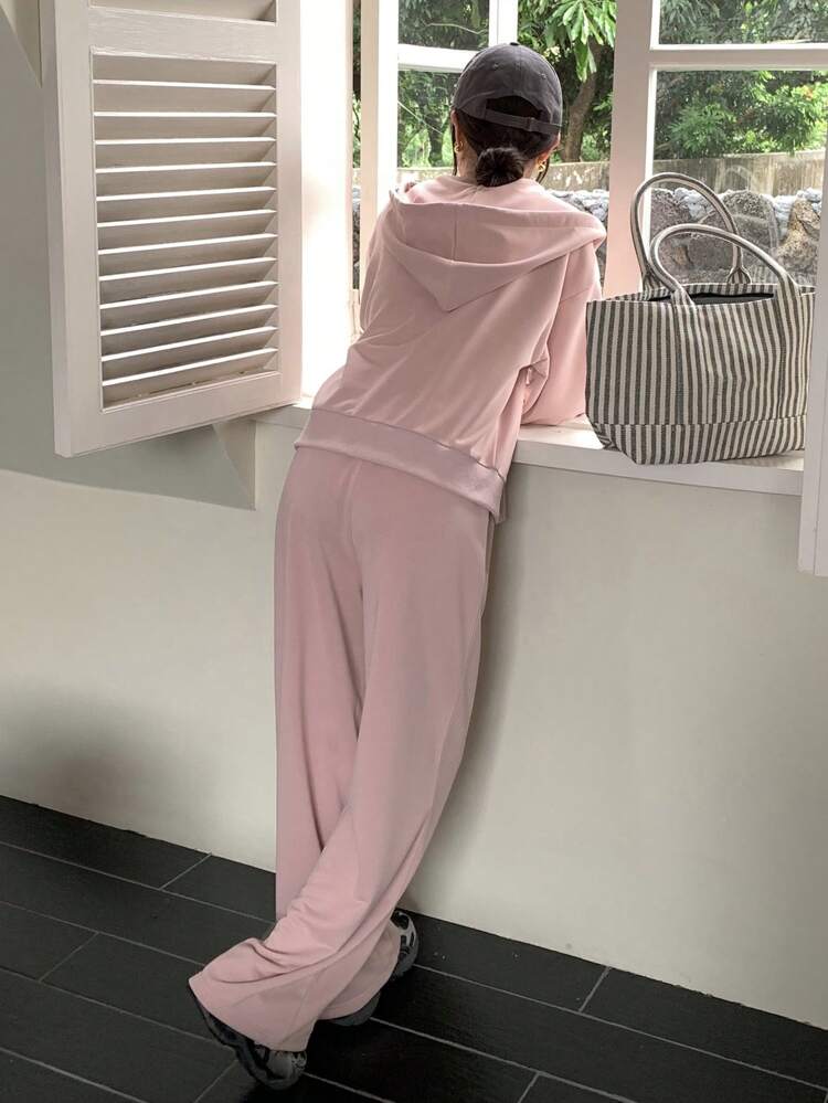 2pcs/Set Women's Solid Color Hoodie And Pants Suit, Fall Clothes,Back To School Clothes Tracksuits Women Set Lounge Sets For Women