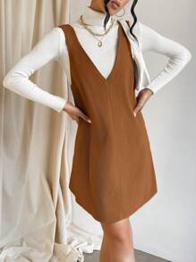 SHEIN Essnce Vestido de tirantes holgado de unicolor informal de verano para mujer