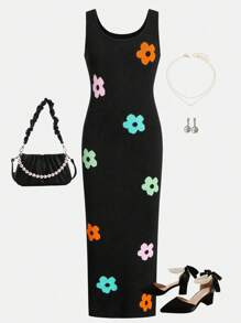 فستان كنزة صوفية كشمير محبوك للمرأة الصغيرة والمراهقة للمناسبات غير الرسمية