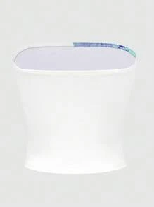 INAWLY Y2K Hibiscus Flowers Graphic Tube Top - White - View 2