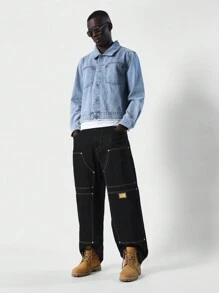 SUMWON Classic Trucker Denim Jacket American Club Signature Collection Retro Vintage Style Distressed Casual Outerwear All Season Fashion - Blue - View 5