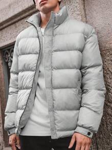 RueChic Men's All-Match And Minimalist Style Jacket With Adjustable Cuffs And Stand Collar - Grey - View 3