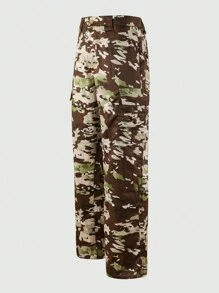 ROMWE MEN Street Life Men Camouflage Woven Long Camo Pants, Street Style - Army Green - View 1