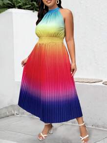 SHEIN Clasi Vestido sin mangas colorido y sencillo para uso diario de mujer talla grande