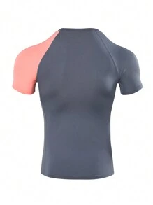 Manfinity Athleisure Boyfriend Style Men's Contrast Color Crew Neck Raglan Short Sleeve Casual Gym Sports T-Shirt