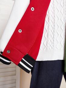 SHEIN 1pc Young Boys' Casual Varsity Jacket, Comfortable, Fashionable, Versatile, Breathable, Suitable For Daily Wear, School, Outings, Sports, Autumn & Winter Season