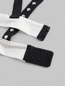 ROMWE Grunge Punk Punk-Stil Damen Crop Top mit Skelett, Kreuz und Rose Nieten-Träger