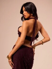 MUSERA Halter Neck Top Party New Years Birthday Summer Ibiza