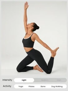 GLOWMODE FeatherFit™ Two-Tone Scoop Neck Longline Sports Bra Low Impact Yoga Daily