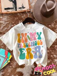 SHEIN LUNE Back-To-School Teacher's Day Dames Casual Eenvoudig Grappig Slogan Losse Ronde Hals Korte Mouw T-shirt Pullover, Geschikt Voor De Zomer